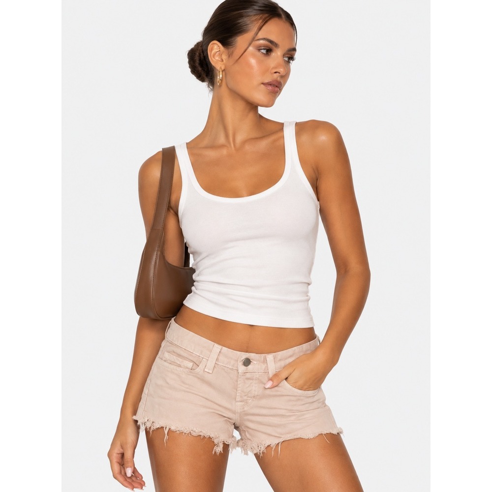 J Brand Romantic Cut-Off Denim Shorts Pale Pink Raw Hem Size 24